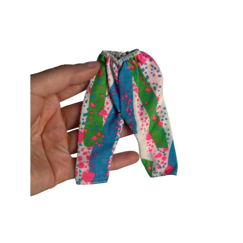 VTG 1980 Barbie Jazzy Abstract Capri Pants Pink Blue Retro Doll Fashion Colorful